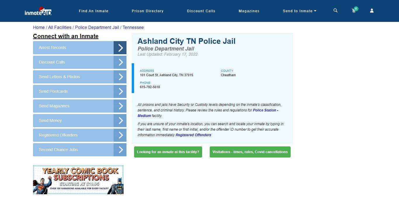 Ashland City TN Police Jail & Inmate Search - Ashland City, TN